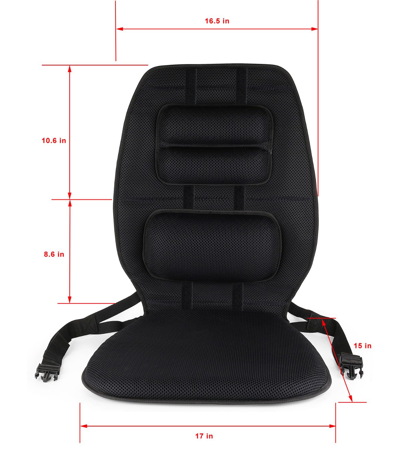 FOMI Gel Seat Cushion and Adjustable Back Support | Lumbar Pillow Flexible Placement for Upper Lower Thoracic, Coccyx, Pressure Sore Pain Relief | for Car, Office Chair, Gaming, Stadium | Posture Aid