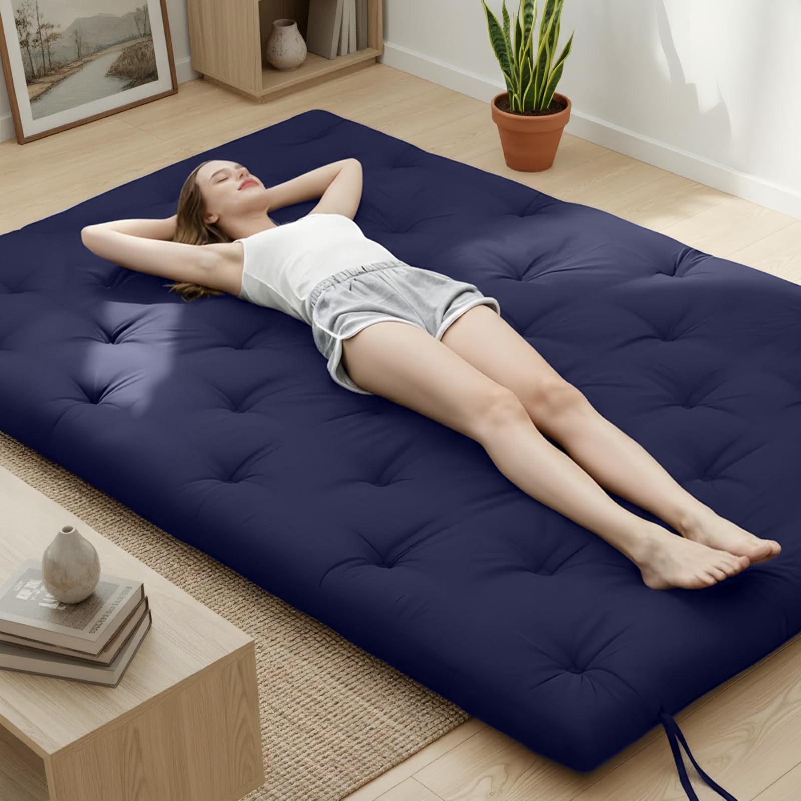 Photo 1 of Syrinx Japanese Futon Mattress – Full Size?75"x54"?, Foldable & Rollable Floor Bed, Comfortable, Water-Resistant, Perfect for Guests and Small Spaces, Easy Storage