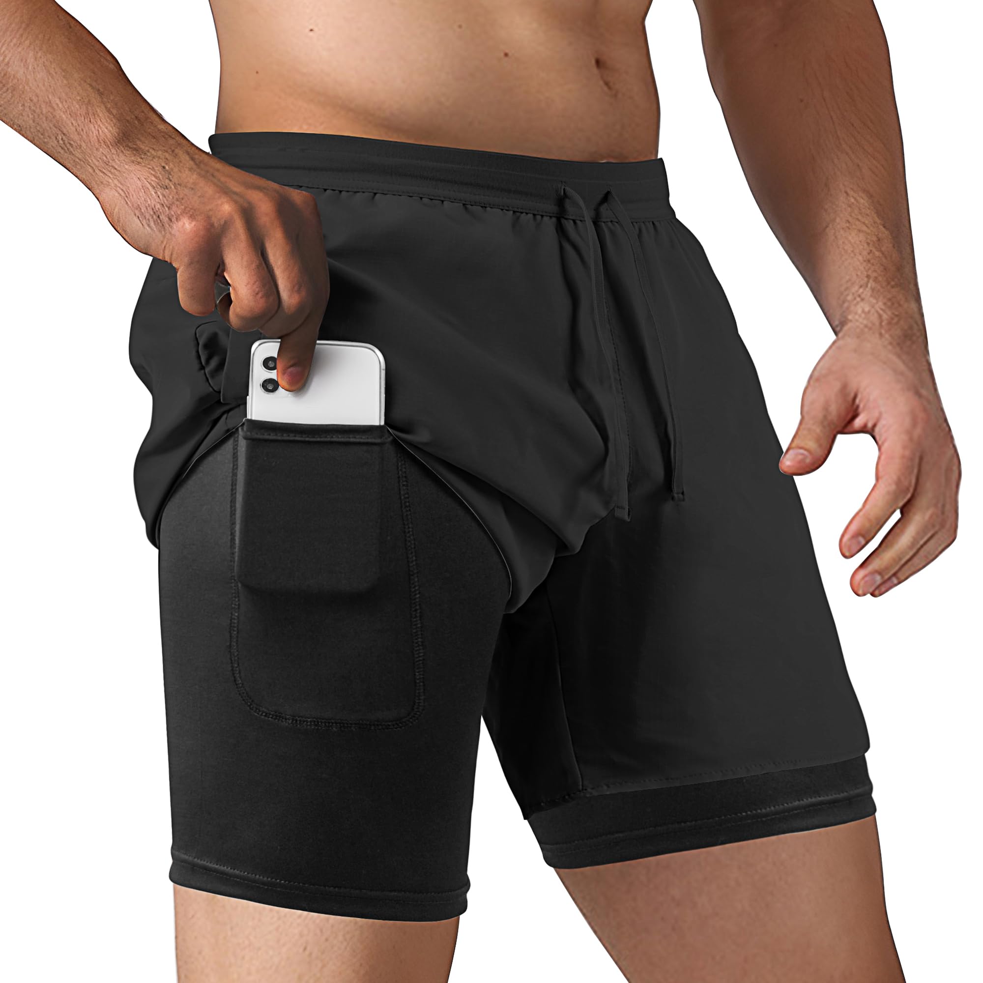 NIMOJIRO Men's 2 in 1 Running Shorts Workout