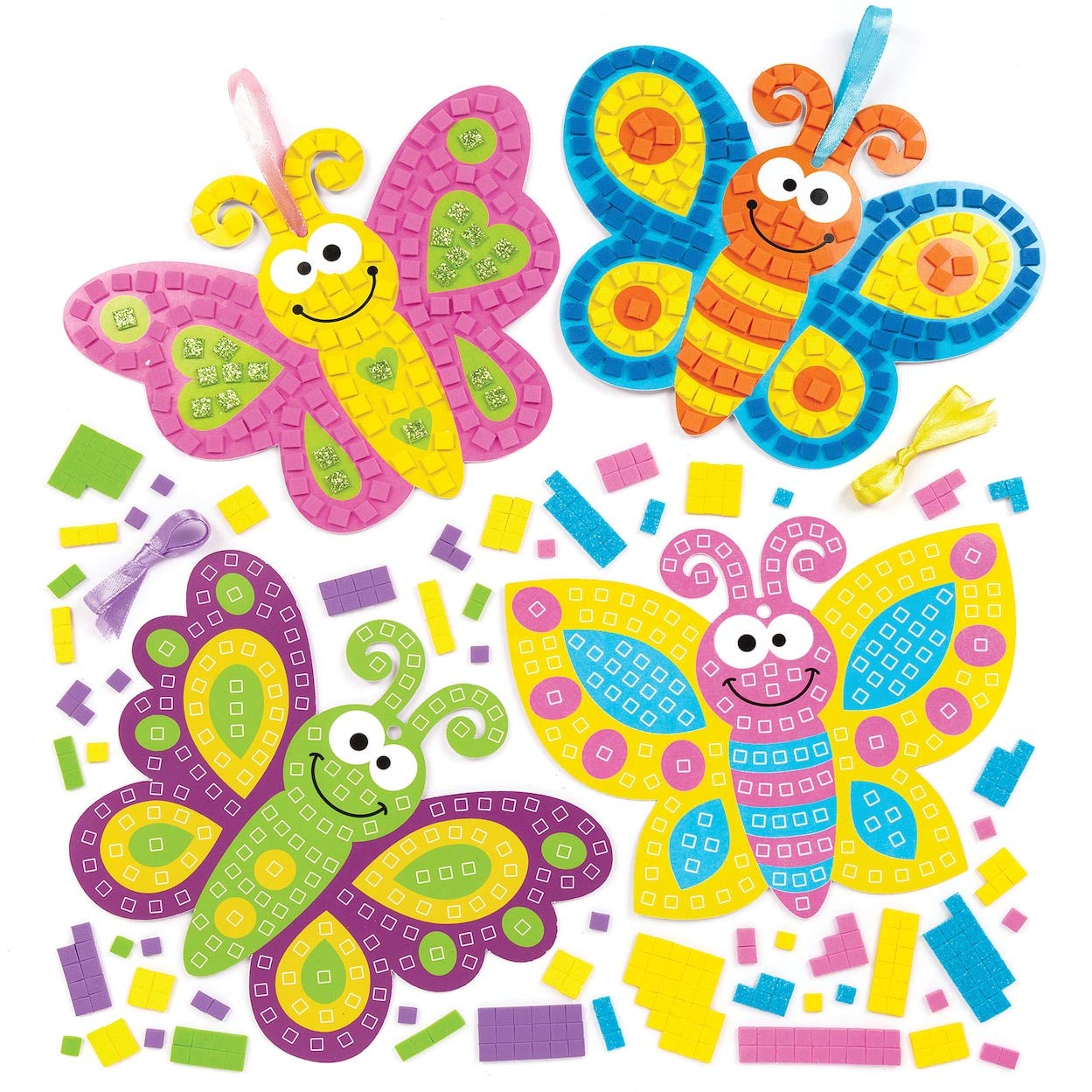 Baker Ross AW395 Butterfly Mosaic Kits (Pack of 4)