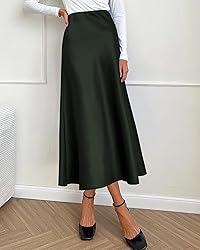 BTFBM Women's Summer Spring Satin Midi Skirt Silk