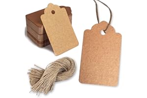 PH PERKHOMY 180 Pcs Copper Paper Gift Tags with String, Blank Price Tags for Gifts Crafts Wedding Christmas, Copper