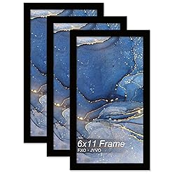 Fxojyvo 6x11 Picture Frame Set of 3, Black Frame