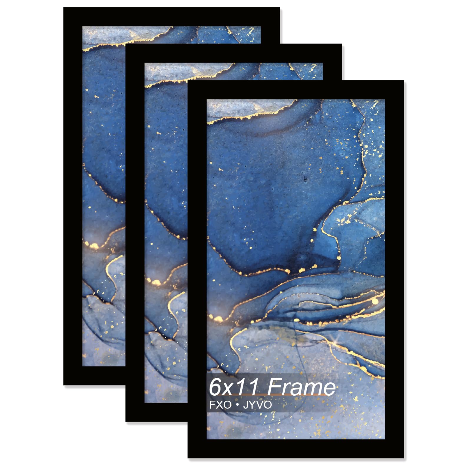 Fxojyvo 6x11 Picture Frame Set of 3, Black Frame