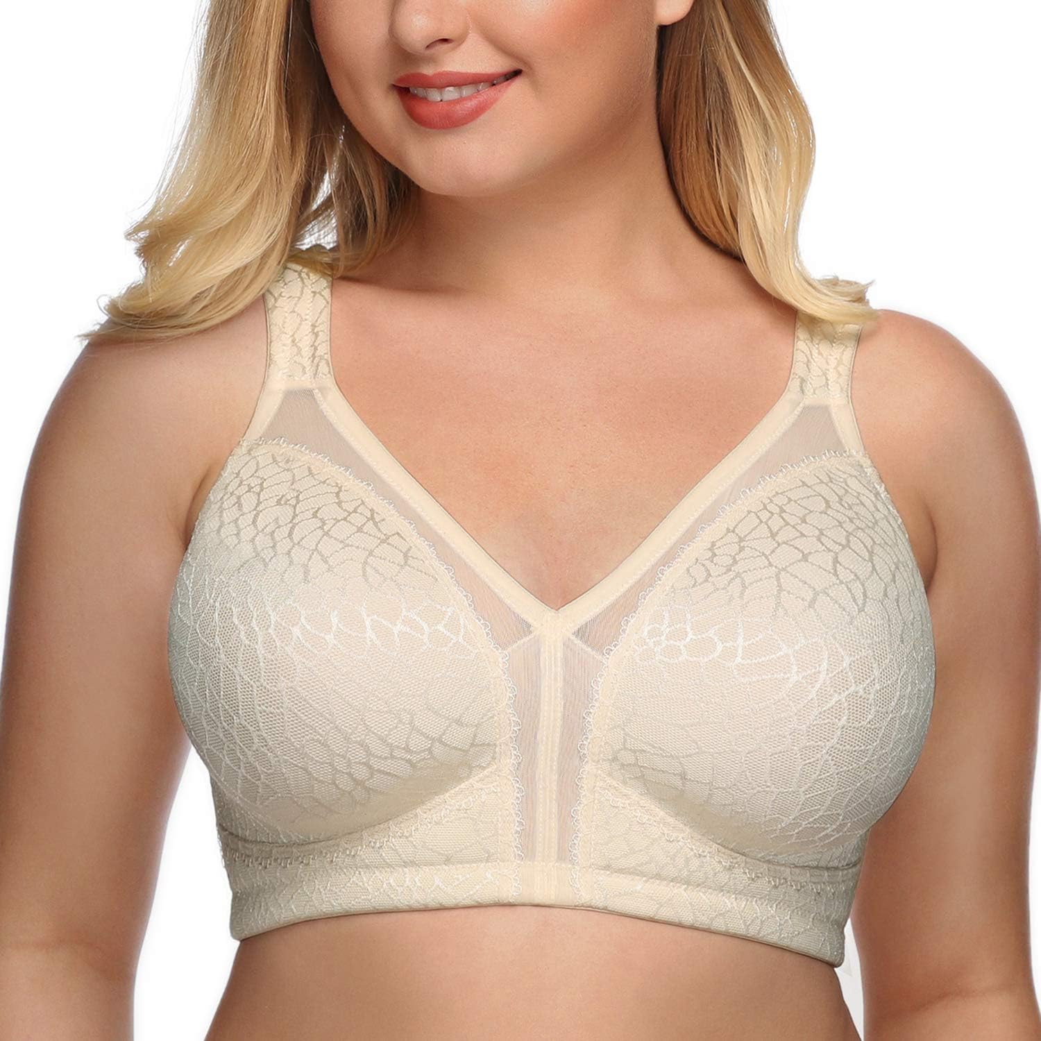 DotVol Women's Full Figure Minimizer Bras Comfort Large Busts Wirefree Non Padded Plus Size Bra at  Women’s Clothing store