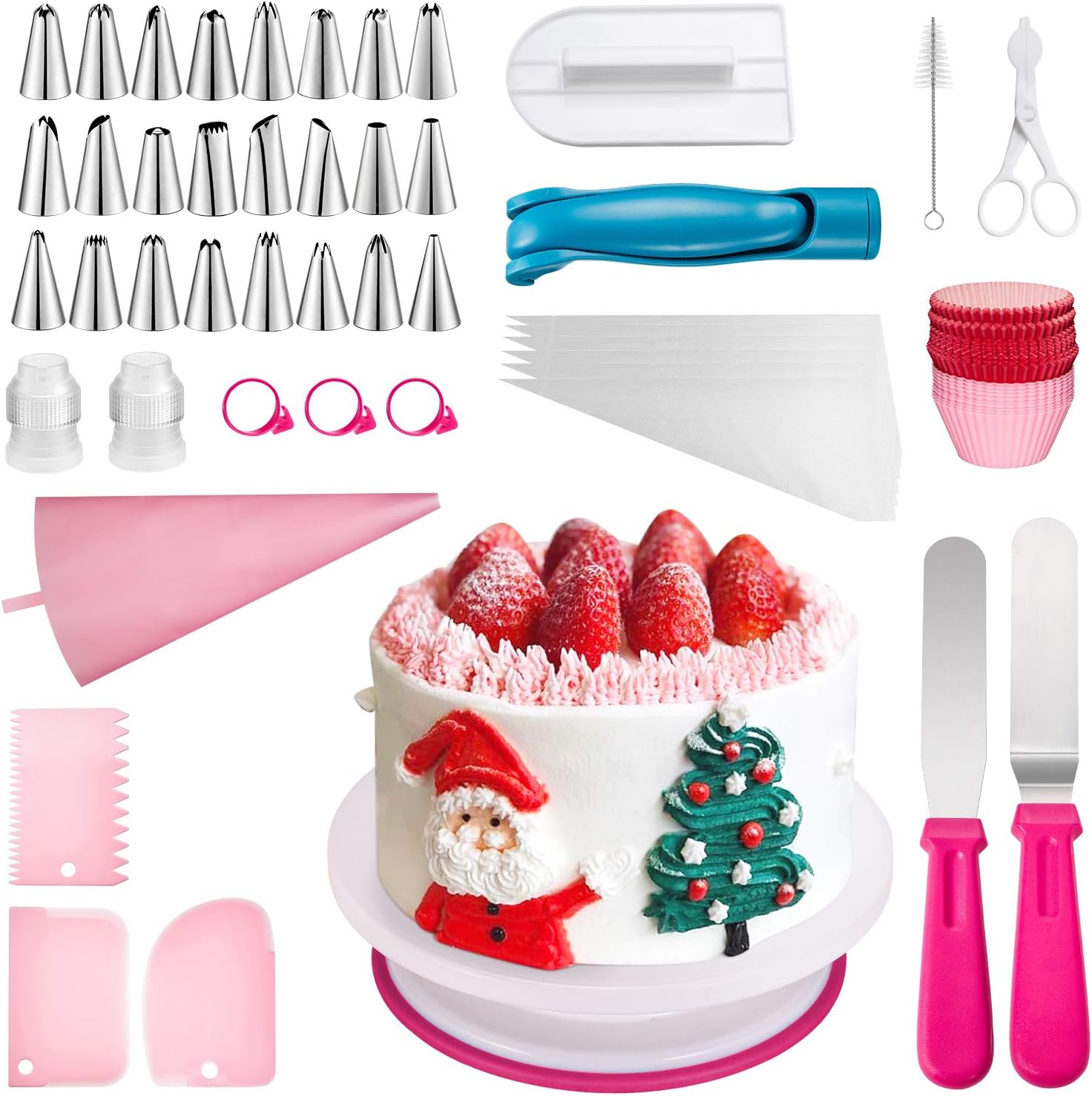 210Pcs Cake Decorating Set with Turntable,Icing Piping Nozzles Tool ...