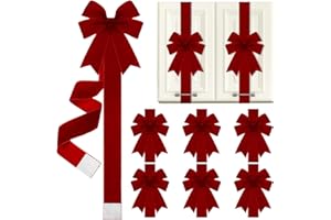 Daifunli 6 Pcs Burgundy Velvet Christmas Cabinet Ribbons Bows for Kitchen 78.7 Inch Large Christmas Door Ribbon Cabinet Bows for Gifts Xmas Tree Home Wall Furniture Party Decorations