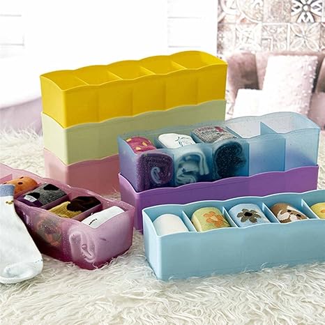 Japp 6 Pcs Set Of 5 Grids Storage Box Best For Desk Drawer Socks
