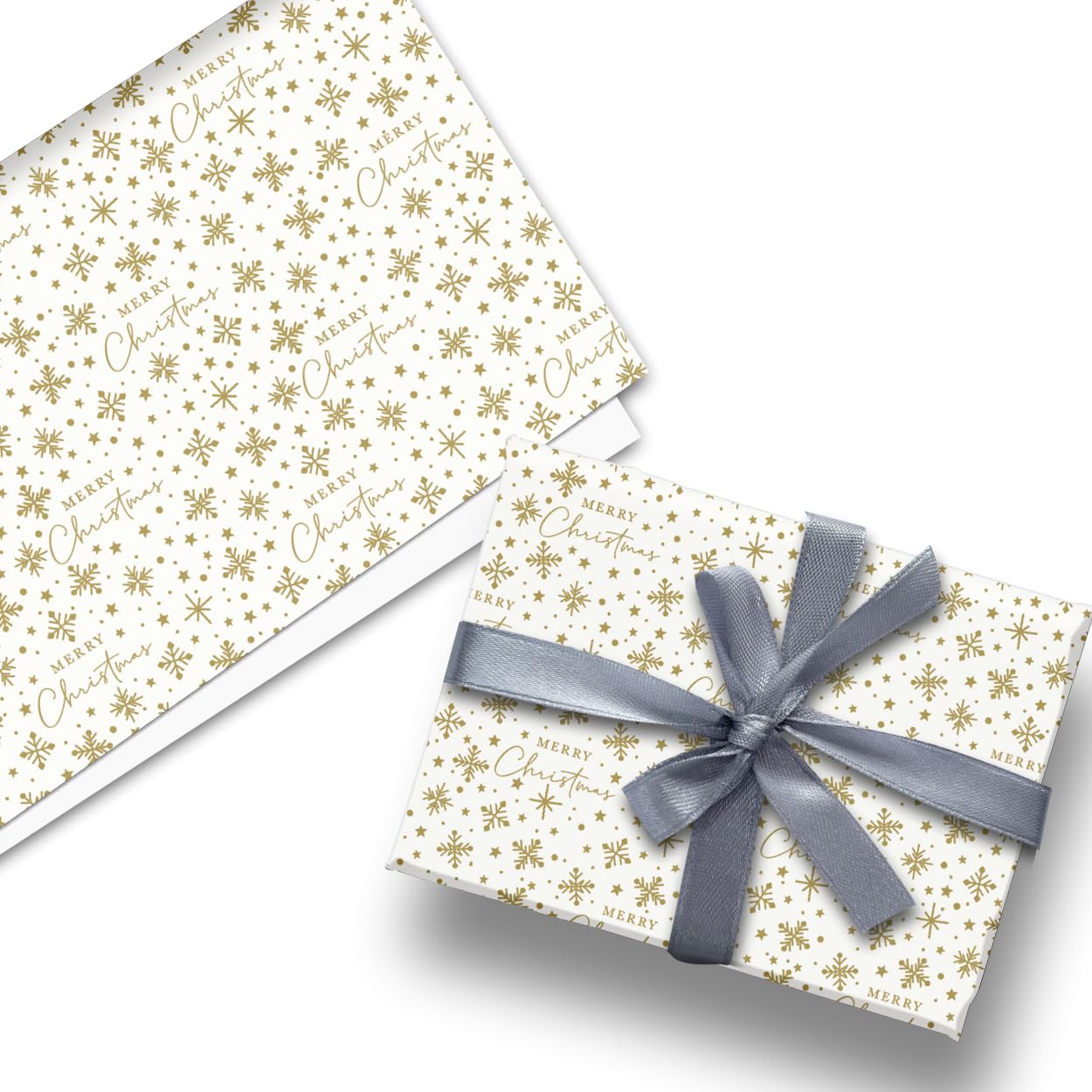 Glick Luxury Christmas Folded Wrap (3 Sheets) Golden Snowfall Christmas Wrapping Paper, Each Sheet 50 x 70 cms When Opened, Multi-Coloured