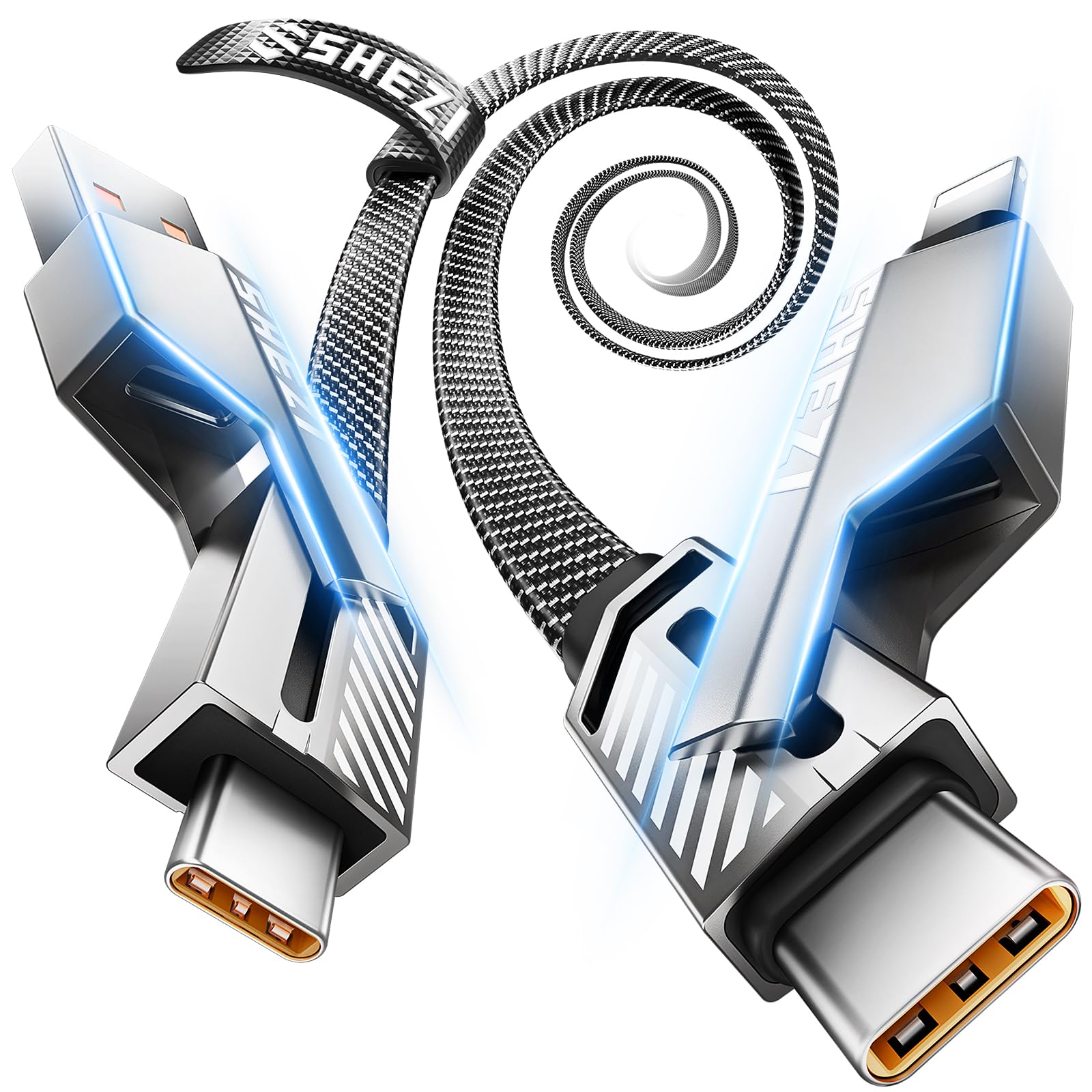 Photo 1 of [One is Enough] 4-in-1 Compatible with USB C to Lightning Cable, 45W High-Speed Charging & Fast Data Transfer,CarPlay & Android Auto Support Multi Charger Cord Combo for iPhone/Samsung/iPad,3FT