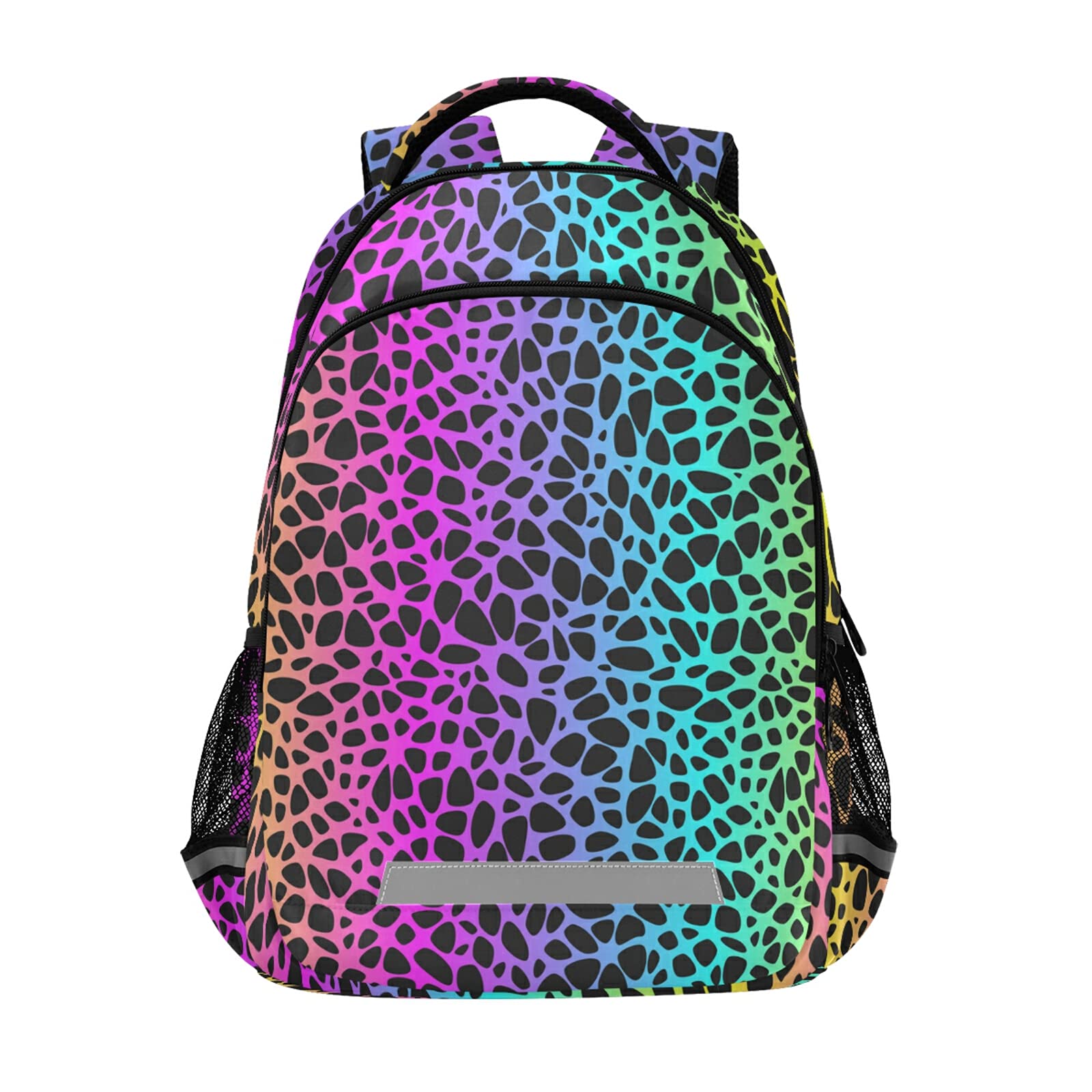 Rainbow Leopard Backpack for Students Boys Girls School Bag Travel Daypack Rucksack
