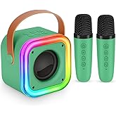 Mini Karaoke Machine for Kids, Girl Toys Gifts, Kids Karaoke Wireless Microphone for 4,5,6,7,8,9,10,11,12 Years Old Boys and Girls Christmas Party Gifts Toys (Dark Green)