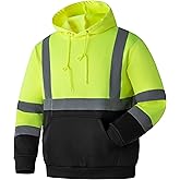 Ubon Hi Vis Hoodies for Men, High Visibility Hoodie Reflective Safety Sweatshirts Construction Workwear Black Bottom