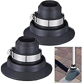 AceOrbit 2 Pack 1.5"-2" Rubber Roof Collar Repair Boot Vent Flashing Kit Flexible Roof Vent Pipe Flashing with Ss Clamp Fits 
