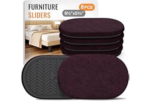 TOMHUA Furniture Sliders for Hardwood Floors Felt-8 Pack 9-1/2" Oval Reusable Furniture Slider with Extra Thick Design - Heavy-Duty Furniture Movers - Black Felt Sliders Effortless Moving
