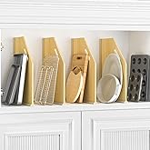 sandpaint 4 Pack Wood Tray Dividers for Cabinet, Cookie Sheet Organizer for Cabinets, No-Cut Kitchen Cabinet Dividers, Cookie Trays for Kitchen, Utility Rooms, Pantry Storage