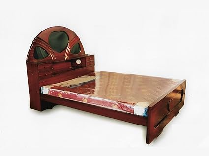 Queen Size Wooden Bed With Head Side Storage Without Mattress
