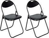 Nyxi Set of 2 Folding Chairs Padded Faux Leather Home Office Black