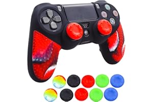 OIOKEW Silicone Skin for Ps4 Controller, 1pc Anti-Slip Shell Cover Case with 10 Joystick Grips for Playsation 4/ Slim/Pro Dualshock 4 Controller Wireless Gamepad(PS4 Controller #7)