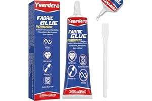 Yeardera Fabric Glue Permanent, Clear, Washable Adhesive for Clothing, Patches, Leather, Cotton, Denim, Polyester, Flannel, and All Fabrics
