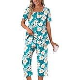 POPYOUNG Summer Womens Pajama Set 2 Pieces Pjs Ladies Pajamas Lounge Sleepwear with Pockets