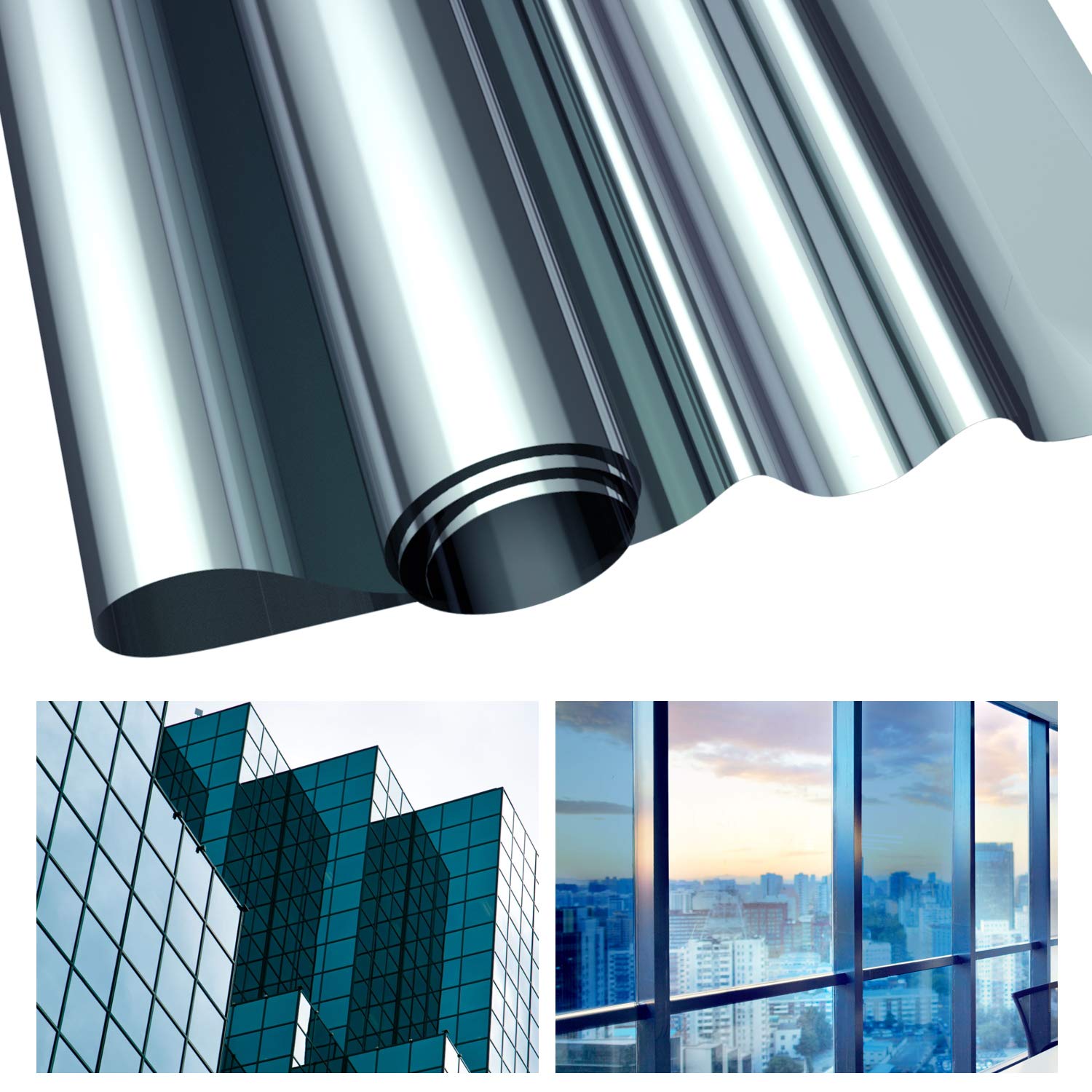 HOMEWINS Mirror Window Film Selfadhesive Privacy Protection One Way