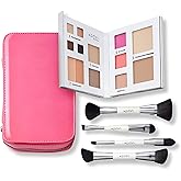Woosh Beauty, Jetsetter Bundle in #1 Light, Fold out Face Original, Essential Brush Set, Travel Case in Hot Pink