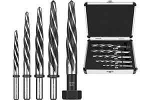 Makerfire 5PCS M2 HSS Taper Chucking Reamer Set, 3/8", 1/2", 5/8", 3/4", 13/16" Reamer Fit 1/2" Round Shank, Tapered Reamer Drill Bit for Metal, Alloy, Steel, Aluminum, Wood, Plastic
