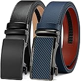 DOOPAI Men's Ratchet Leather Belt Set - 2 Pack Sliding Belt Adjustable For Gift Mens Dress Casual 1 3/8",Cut for Fit