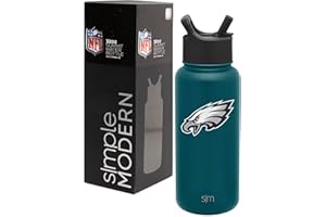 Simple Modern Officially Licensed NFL Philadelphia Eagles Water Bottle with Straw Lid | Vacuum Insulated Stainless Steel 32oz Thermos | Summit Collection | Philadelphia Eagles