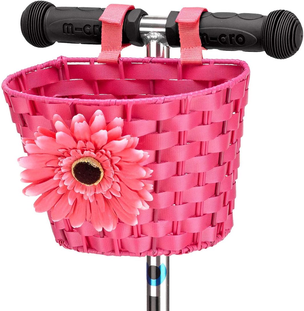 Micro Pink Patterned Basket Suitable For Bike Scooter Bicycle Girls