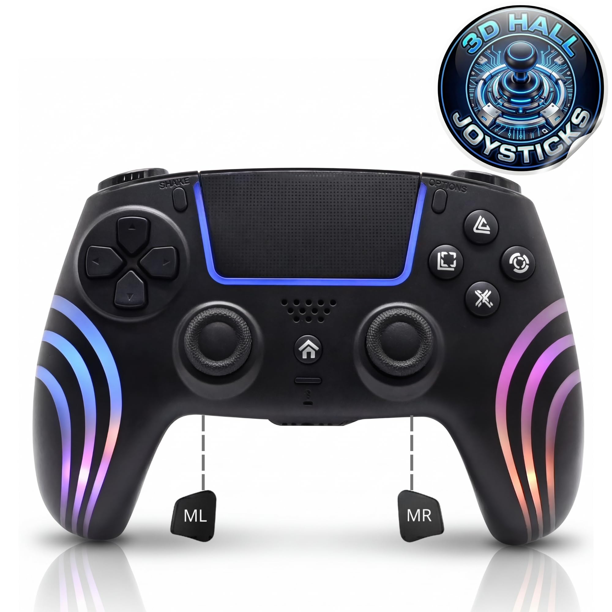 STANLER Wireless Controller Compatible with PS5, PS5 Slim, PS5 Pro and PC, RGB Gamepad with 3D Hall Effect Joysticks and Triggers, Dual Vibration, 6 Axis Motion Sensor, Touch Pad, Turbo Programmable Buttons