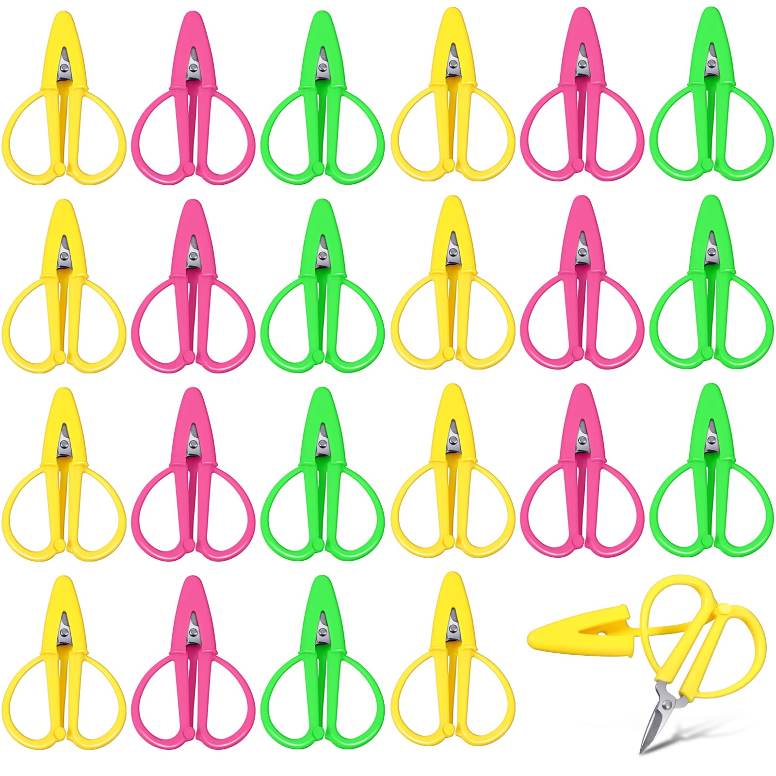 Photo 1 of 6 Pcs Mini Scissors Thread Tiny Colorful Travel Scissors Back to School Sewing Small Tool 2.56 x 1.65 Inch Embroidery Craft Clipper with Cover, 3 Colors