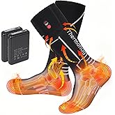 Thermohug Merino Wool Heated Socks – Rechargeable 5000mAh Battery,for Men Or Women,Washable Electric Socks with 4 Heating Levels for Winter,Skiing,Hunting,Camping,Hiking,Cycling,Fishing,Outdoor Work