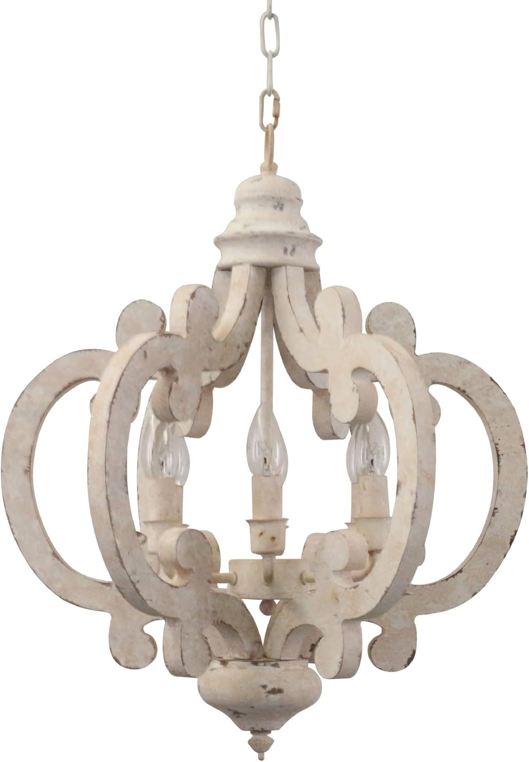 Cottage Chic Crown Wood Chandelier 6 Light Farmhouse Wooden