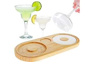 Margarita Salt Rimmer Set – Double Plate Bar Glass Rimmer, Salt & Sugar Spice Container for Cocktails, Margarita Bartender To