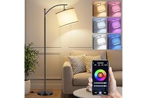 LANICHO Floor Lamp, LED Smart Light, Dimmable Standing Industrial Arc Lamp, Floor Lamps for Living Room, Bedrooms, Multiple C