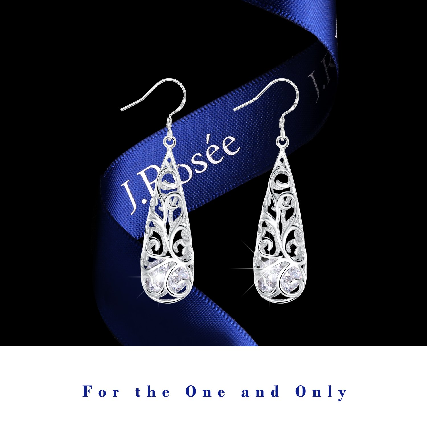 Ohrringe Damen,J.Rosée 925er Sterling Silber, 5A Zirkonia Schmuck Ohrhänger exquisite Geschenk-Box für Frauen Mädchen Freundin Mutter Tochter