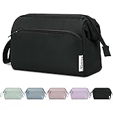 Narwey Makeup Bag Women Wide-open Make up Bag Travel Cosmetic Bag Organizer Toiletry Bag for Cosmetics Toiletries Accessories (Black)