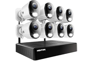 Night Owl 10 Channel Bluetooth Video Home Security Camera System with (8) Plug-in Wi-Fi 2K HD Indoor/Outdoor Spotlight Cameras with 2-Way Audio and 1TB Hard Drive (Expandable up to 10 Cameras)