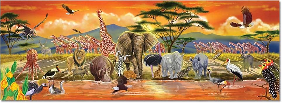 Melissa & Doug 12873 African Plains Safari Jumbo Jigsaw Floor Puzzle (100 Pieces, Over 1 Meter Long)