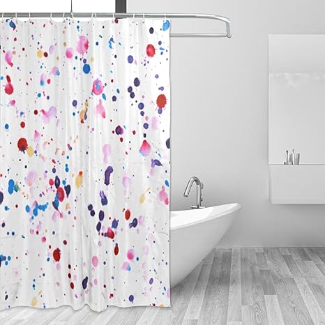 Amazon Mikyu ミクョ シャワーカーテン バスカーテン ドット かわいい おしゃれ 防水 防カビ ユニットバス フックリング所属 目隠し用 間仕切り 取り付け簡単 お風呂 浴室 150cm 180cm シャワーカーテン ホーム キッチン オンライン通販