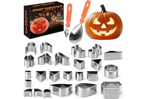 Ninonly 26PCS Halloween Pumpkin Carving Kit, Halloween Pumpkin Carving Set with 24 PCS Stainless Steel Pumpkin Carving Stenci