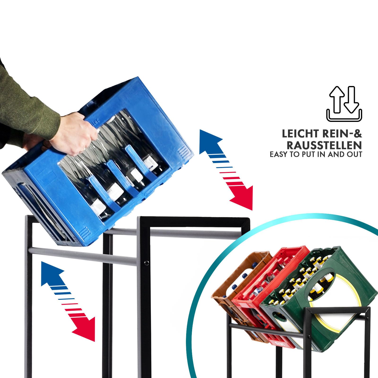 Floordirekt Getränkekistenregal für 4-6 Kisten aus Stahl, stabiles und Robustes Weinregal, Wasserkistenregal, Bierkistenregal, Kistenständer, Getränkeregal (6 Kisten, Kenji) 4