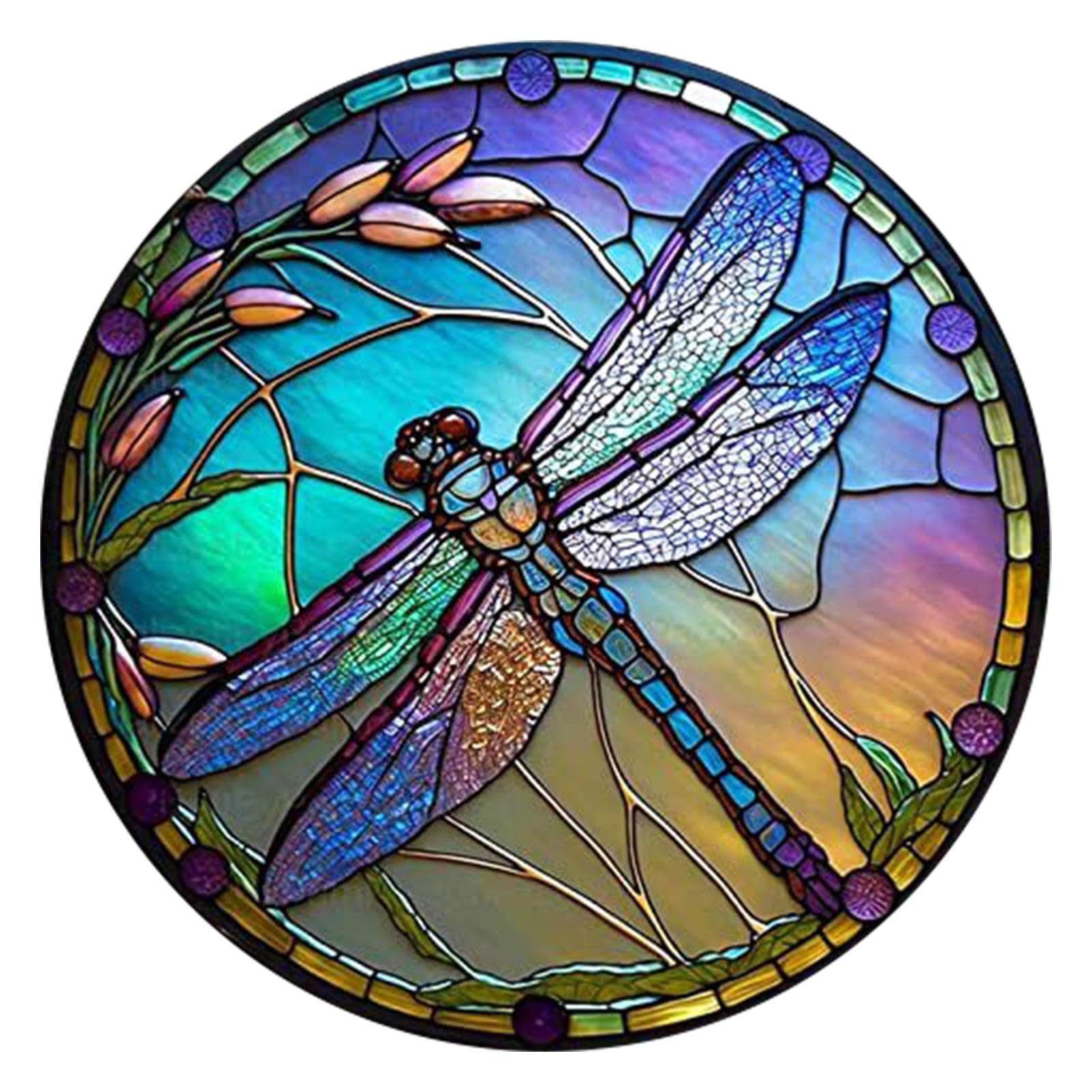 Dragonfly Suncatcher, Wall Art Dragonfly Wall Decorations with Openwork Pattern for Garden Wall Decorations Outdoor Hanging Home Decoration Wall Art, Stained Acrylic Window Panel(A)