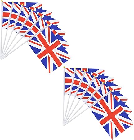 Amazon Co Jp 12枚イギリス手旗 イギリス国旗 イギリスの旗 英国旗 British Flag 手を振る旗 をを振る 祭り パーティー フラグ 手旗試合応援国サポート車 庭 装飾 旗手作り United Kingdom おもちゃ