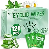 120PCS Tea Tree Oil Eyelid Wipes – Individually Wrapped Eye Lid Cleaning Wipes，Soothing For Sensitive Eyes, Stay Hydrated Lid Wipe