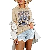 Nashville Music City T-Shirt Women Country Music Concert Shirts Rock Band Tshirt Vintage Guitar Wings Graphic Tees