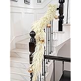 4FT Christmas Garland White Cedar Pine Garland with Artificial Snow Xmas Garland for Mantle Table Stairs Wall Indoor Outdoor Christmas Decorations Halloween Decor