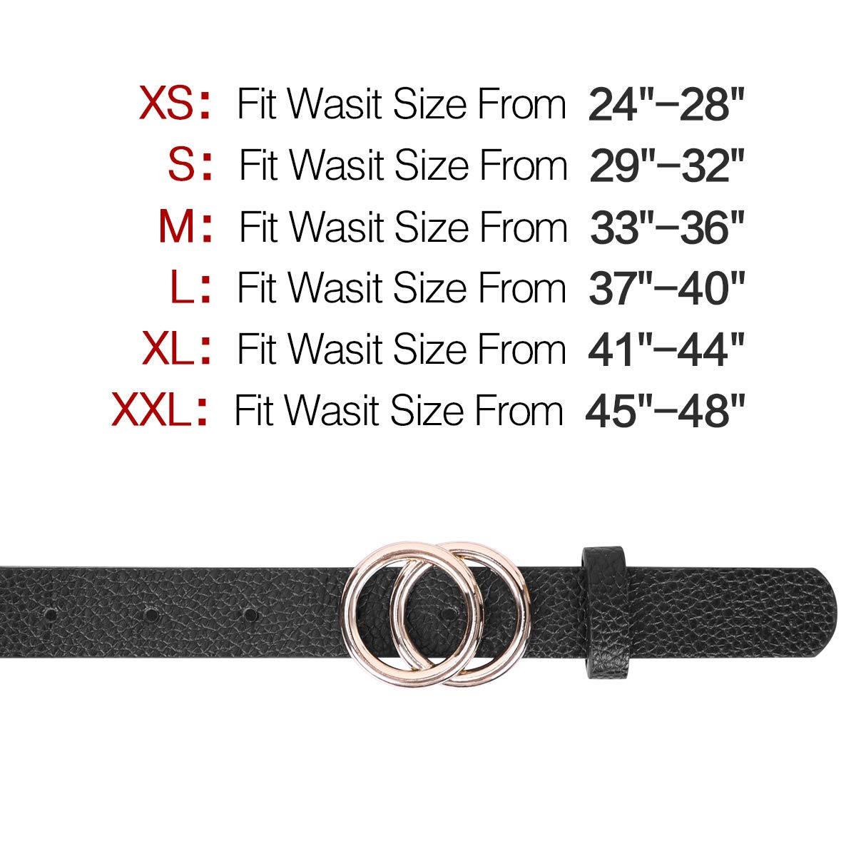Women\'s Leather Skinny Belts for Dress Jeans Pants Fashion Soft Leather Waist Belts with Double O-Ring Buckle